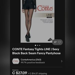 CONTE Fantasy-Tights LINE | Sexy Black Back Seam Fancy  Pantyhose